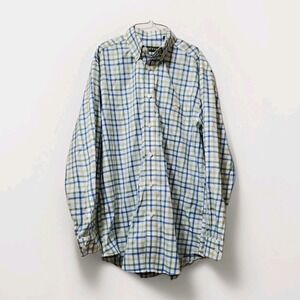 Orvis Shirt Men M Blue Plaid Twill‎ Long Sleeve Classic Fit Button Down Casual